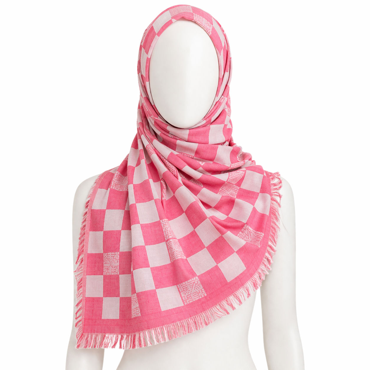 Chequered Shawl In Pink